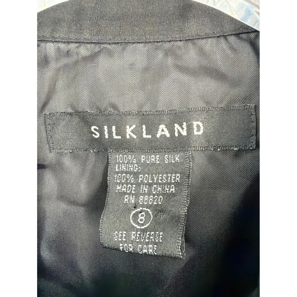 Silkland Black 100% Silk Cocktail Embroidery Vest Top Pink‎ Trim Size 8